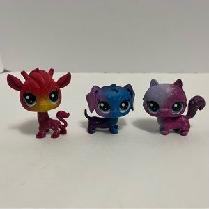 LITTLEST PET SHOP LPS COSMIC PETS DACHSHUND DOG, CAT AND GIRAFFE toys